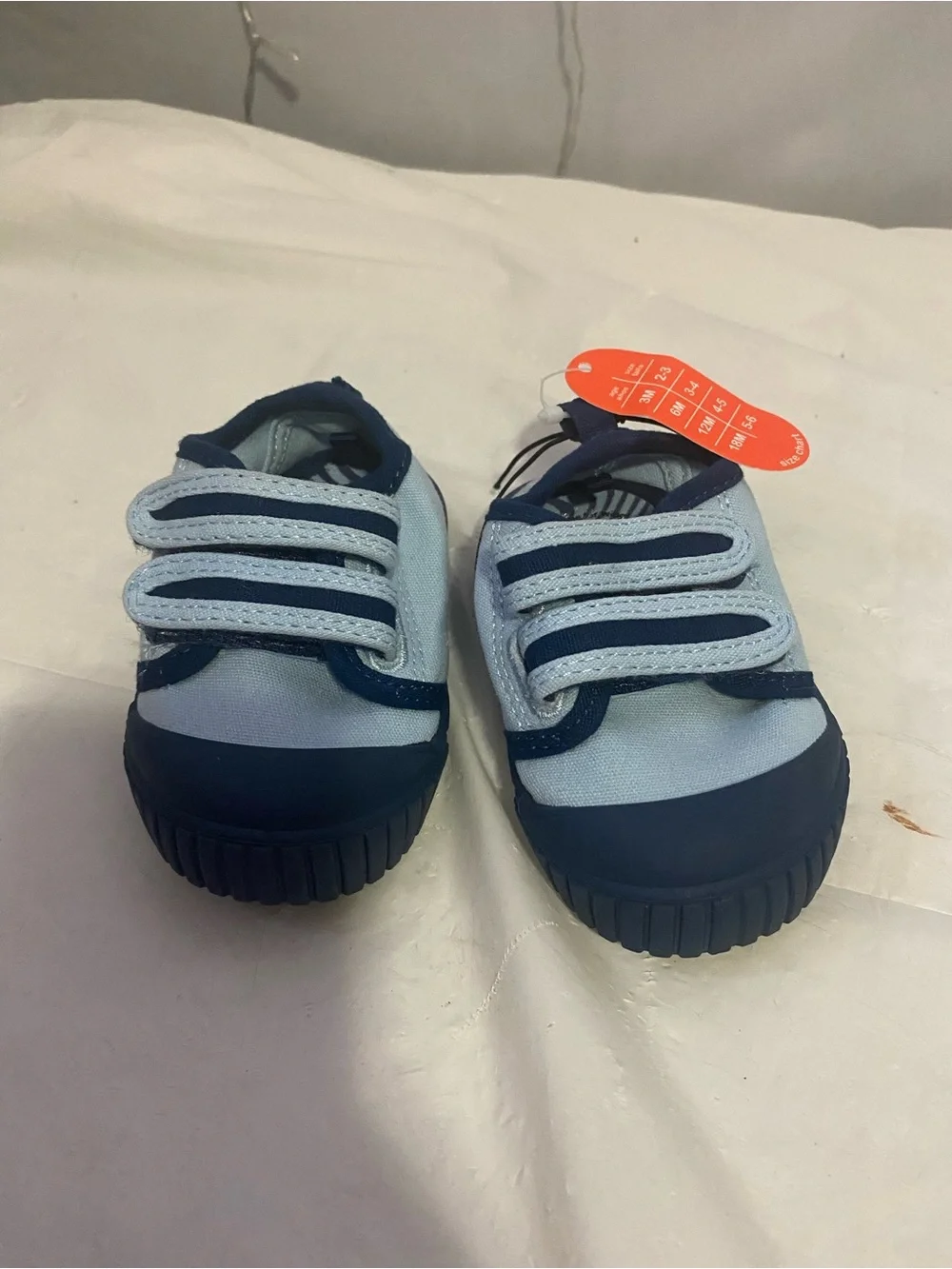 Kids Light Blue & Navy Velcro Sneakers